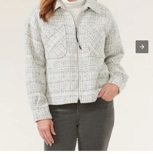 Democracy Long Sleeve Zip Patch Pocket Crop Skacket size L